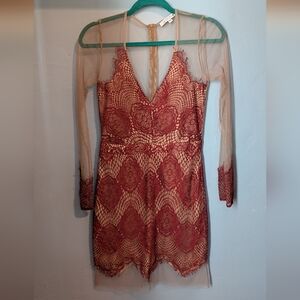 Elegant Red Lace Backless Dress Like FLL